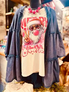 Hippie Santa Merry Christmas Long Sleeve Tee