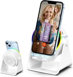 FOGER Cell Phone Stand Mount for Desk, Adjustable Height & Angle Phone Holder, 360 Degree Rotating Desktop Phone Stand Compatible with iPhone, Samsung and All Phones  Smartphone Cellphone