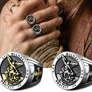 FaithHeart St Michael Archangel Ring Stainless Steel For Men/Women