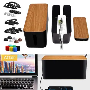 2 Pack Cable Management Box Cable Management Kit for Power Strip To Hide Wires, Cord Organizer Boxes, Wire Organizer of Cable Clips Sleeve for Home & Office