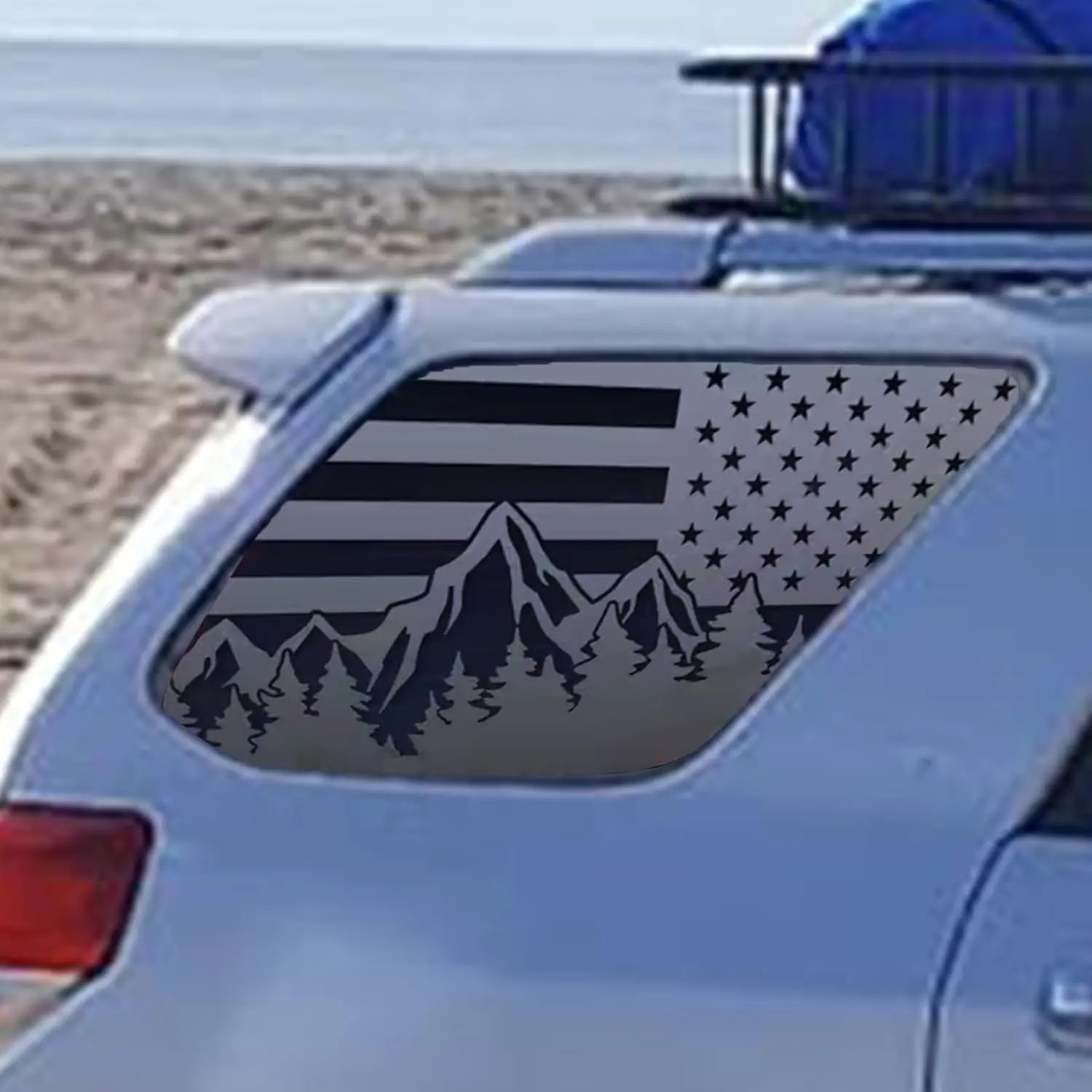 Matte Black American Flag Rear Side Window Decal - for 2010-2023 Toyota 4Runner 5th Gen SUV, Patriotic Car Sticker with US Pride, Car Styling Accessory for Window Decor & Enhancing Vehicle's Appearance