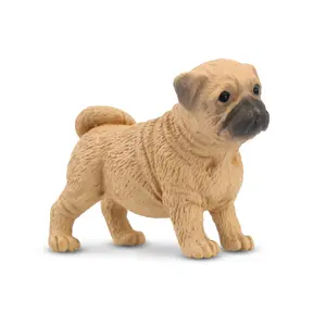 TOYMANY Plastic Hand-Painted Mini Standing Pug Puppy Figurine - Realistic Animal Model, Decorative Figurines for Adults, Ornaments, Collectible Room Decor, Ideal for Montessori Sensory Play, Thoughtful Gifts