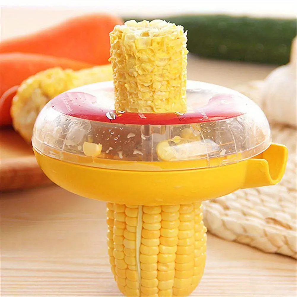 Corn Stripper - Ergonomic Corn Cob Cutter & Peeler Shucker with Hand Protector, Built-in Kernel Catcher, Durable Plastic Kitchen Tool for Safe & Efficient Corn Preparation, Yellow, Corn Remover, Vibrant Kitchenware, Userfriendly Design, Easyclean Material