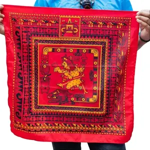Authentic Mexica Deity Art Bandana  Quetzalcoatl & Tezcatlipoca Aztec Scarf | Sacred Ceremonial Print | Unique Spiritual Gift & Cultural Collector's Item for Men & Women