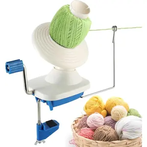 Needlecraft Yarn Ball Winder Hand-Operated, Manual  Yarn Winder Holder for Swift Yarn Fiber String Ball (Blue, White)
