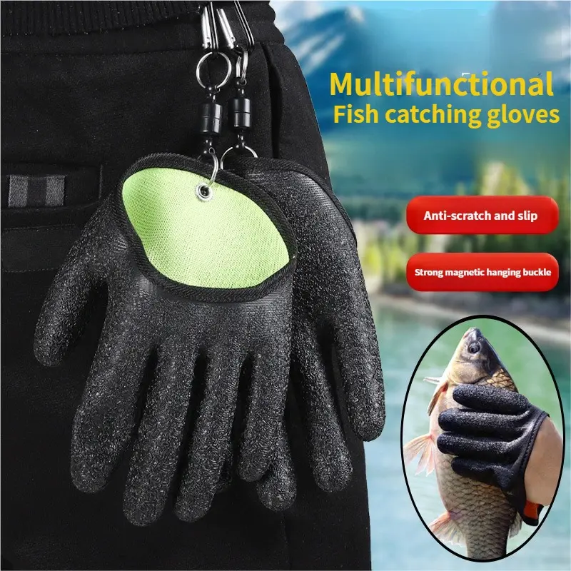 Fishing Gloves for Outdoor Sports, Non-Slip Waterproof Sea Fishing Gloves, Fish Grabbing Fish Picking Gloves for Outdoor Angling & Fishing Activities