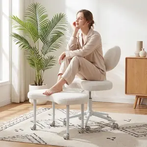 Ergonomic Cross Legged Chair with Wheels,360° Swivel Meditation Chair,ADHD Chair, Criss Cross Desk Chair with Lumbar Support and Adjustable Stool, Flexible Design for Fidgety Sitters make-up room