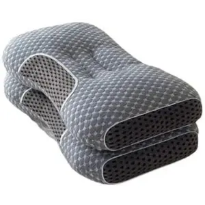 2pcs Knitted SPA Massage Neck Pillow, Cervical Orthopedic Neck Pillow, Soft, Adjustable Ergonomic Contour Support Pillow, Pillow Core, Removable Pillowcase Supportive Memory Foam Memory Foam Cushion
