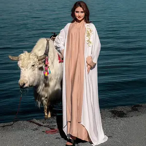 Women's Kaftan Dress,Ladies Clothes for All Seasons,Women's Solid Color Maxi Abaya,Modesty Round Neck Long Sleeve Dress for Daily Wear, Dresses for Women, Loose Abayas, Round Neck Muslim women's long dress with hand-stitched sequins set in a two-piece set