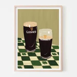 Guinness Art Print, Irish Beer Poster for Home Bar, Dublin Drinks Wall Decor, Happy Hour & Bar Cart
