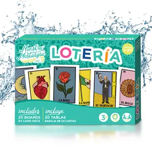 Loteria 20 Players Board Game 20 Water-Resistant PVC Boards & 54 Cards Educational Family Fun Set