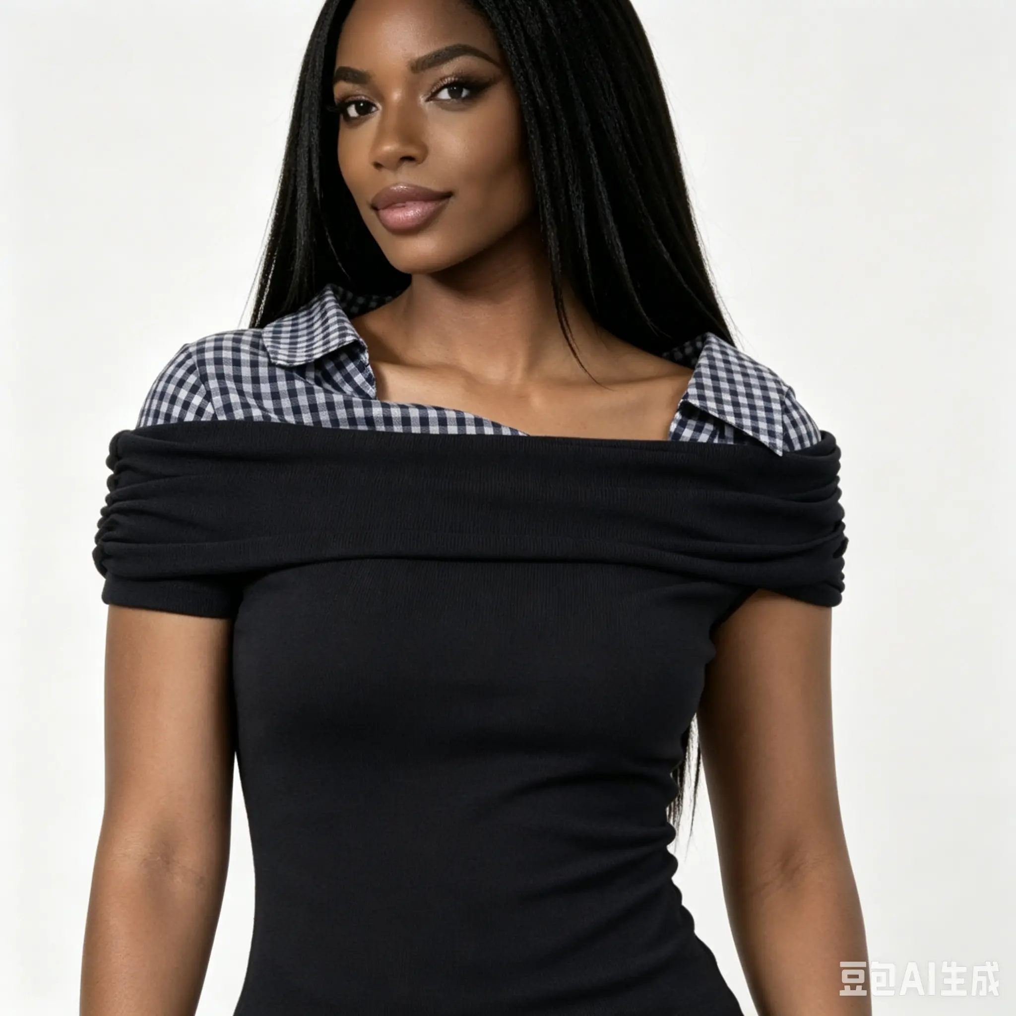 URBAN REVIVO 2026 Summer 2 In 1 Seamed Check Short Sleeve Skinny-Fit Shirts