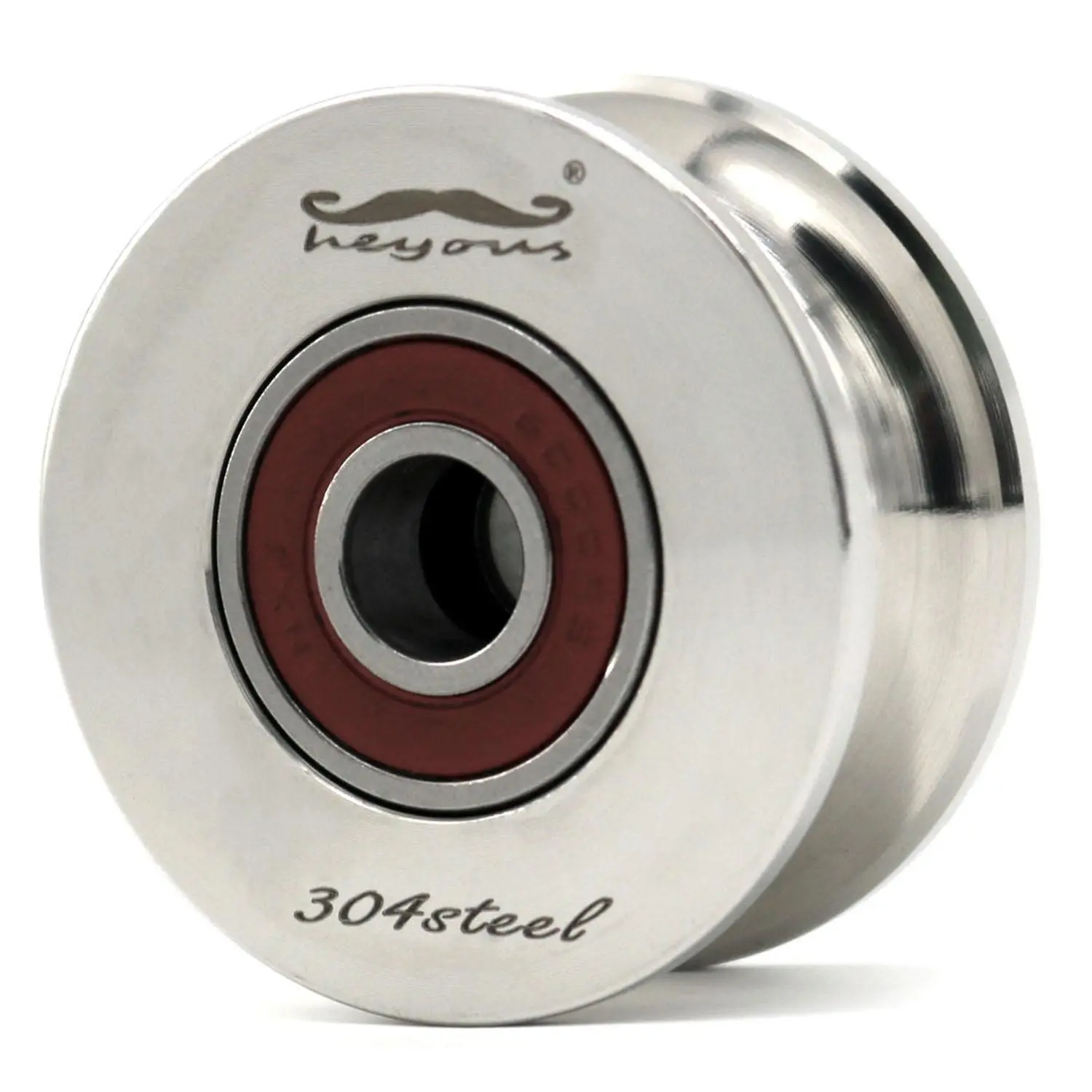 304 Stainless Steel U-Groove Silent Pulley - Heavy-Duty Rolling/Slide Gate Wheel, 10mm Bearing Hole, 48mm Diameter, 22mm/0.86inch Size, Silver Tone, for Doors and Windows