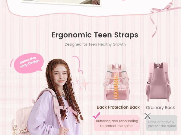 LOVEVOOK School Backpack for Teen Girls, Student Backpack Purse for 8-16 Teenage, Cute Kid Bookbag with Large Cup Holder, Back to School Backpacks Fit 15.6 Inch Laptop, Large College Travel Bag Gift