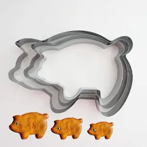 Mexican Piggy Cookie Cutters, Metal Gingerbread Piggy Marranitos Cookie , Pig Shaped Pig Cookie  for Baking, 3 Sizes Large/Medium/Small (4.5Inch/ 3.8Inch/ 3.3Inch)
