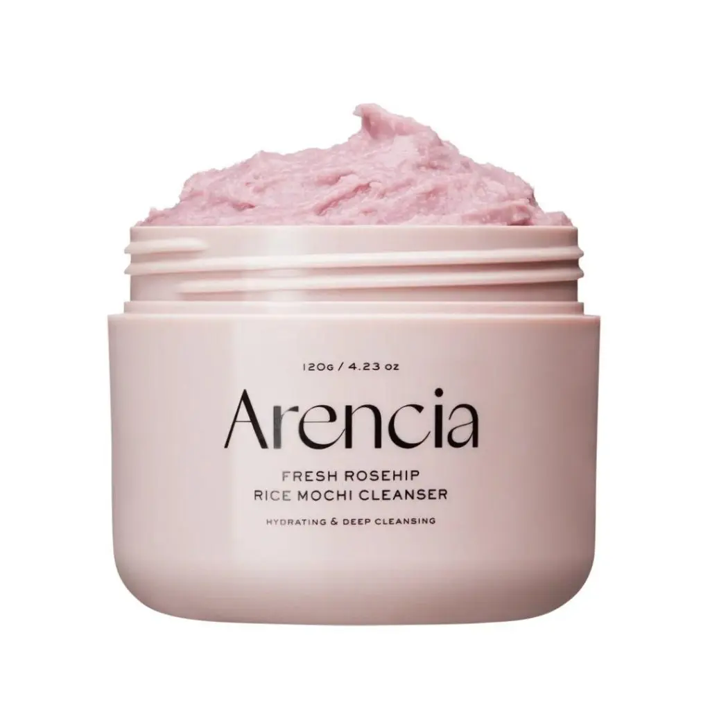Arencia Korean Gentle Rice Exfoliating Foaming Facial Cleanser - Fresh Rosehip Mochi, Cleansing, Hydrating, Sensitive Skin Friendly, Redness & Dry Skin Relief, 120ml, Chamomile, Rice Water, Korean Dermatologist-Recommended, Exfoliate, Facial Cleansing, So