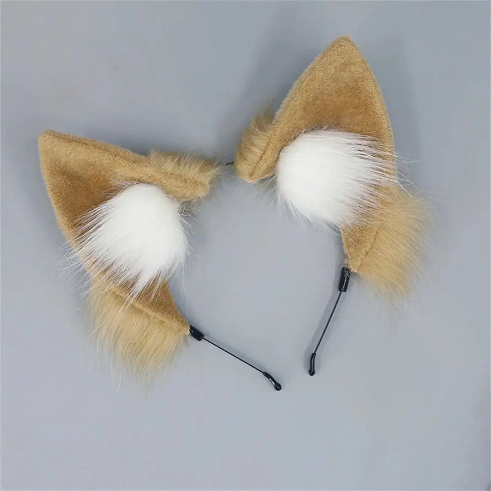 Fox Ears Headband Fluffy Faux Fur Animal Ears Hairband Plush Cat Ear Halloween Party Costume Accessories for Cosplay