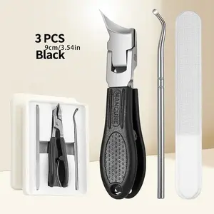 Eagle Beak Beveled Nail Clippers, Nail Nippers, Stainless Steel Wide Jaw Opening, Anti-Splash Design, 3-Piece Set, Long Handle, for Men & Women, Nail Trimming, Nail Care