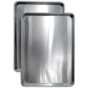 Commercial quality cookie sheet pan 2 pack aluminum half sheet baking pan by this 18x13 baking sheet set is rust warp resistant heavy duty of thick gauge