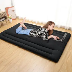【GARVEE】- Japanese-style double size mattress, foldable mattress, roll-up mattress, for adults and children, tatami mat for guest room, living room, black color