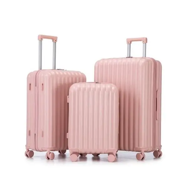 HIFINE TOURIST 20"/24"/28" 3-Piece ABS Spinner Luggage Set with USB & Type-C Ports, Cup & Phone Holders, Telescopic Handle, Pink