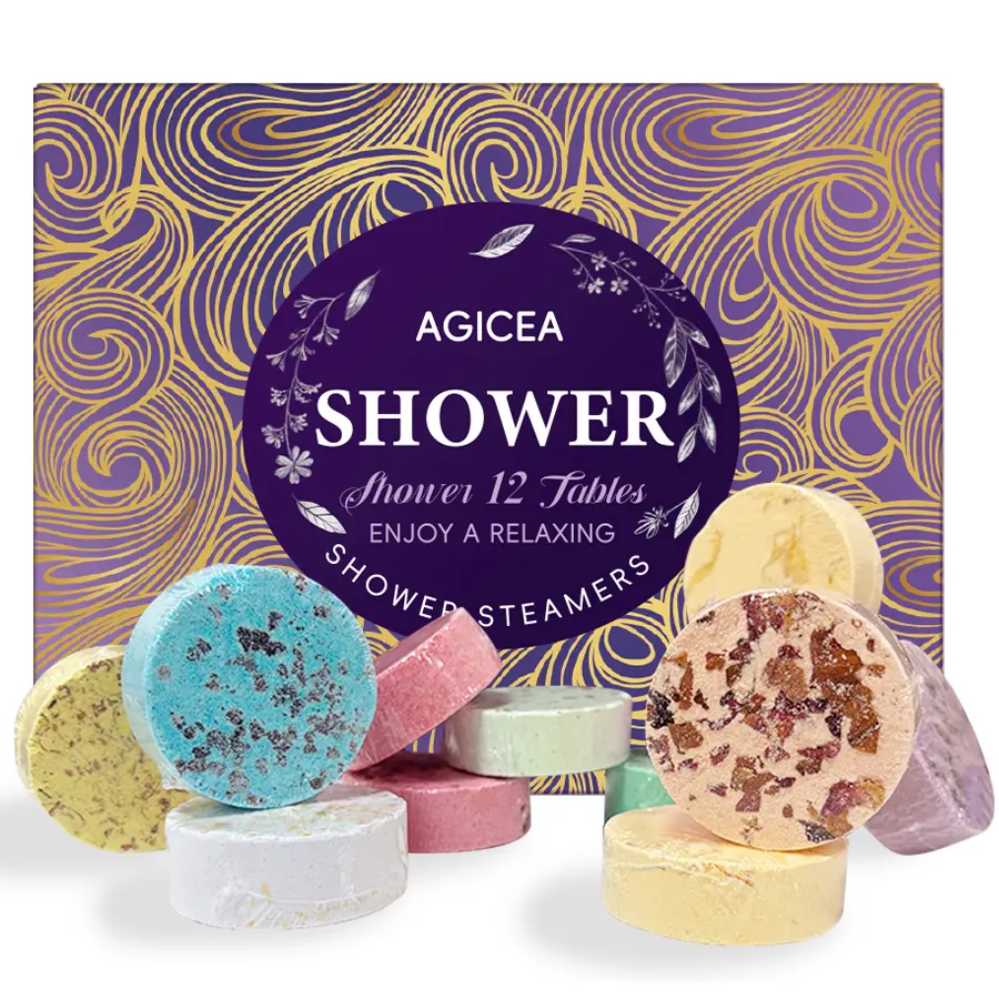 AGICEA Shower Steamers, 12 Pack Scented Aroma Tablets with Moisturizing Shea Butter for Soothing, Non-Toxic & Nourishing Self-Care, Relaxing ASMR Body Care Gift