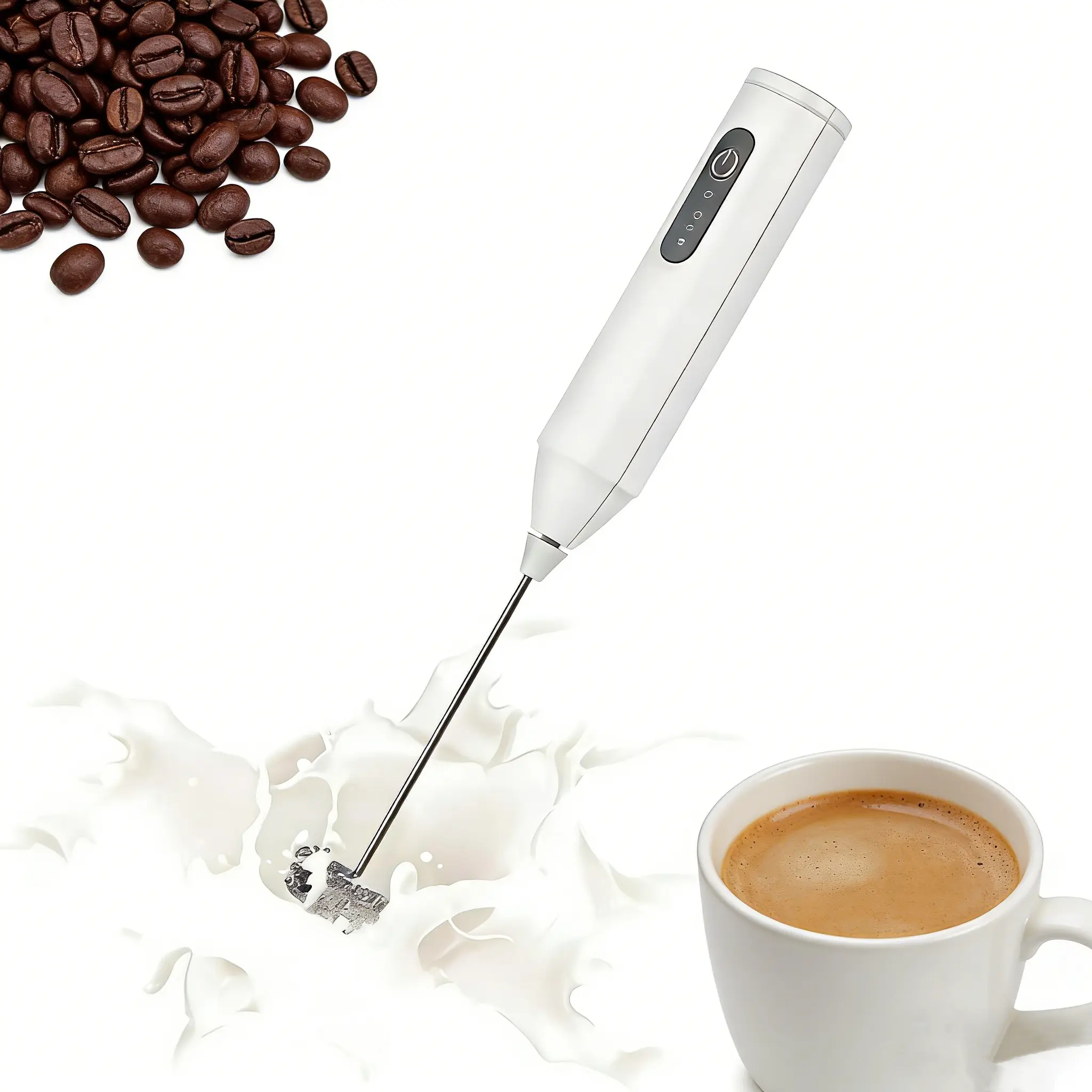 Rechargeable Coffee Frother, Handheld Milk Frother, Rechargeable Electric Blender Coffee Frother, Whisk Drink Mixer, Mini Foamer for Lattes, Cappuccino, Matcha, Hot Chocolate