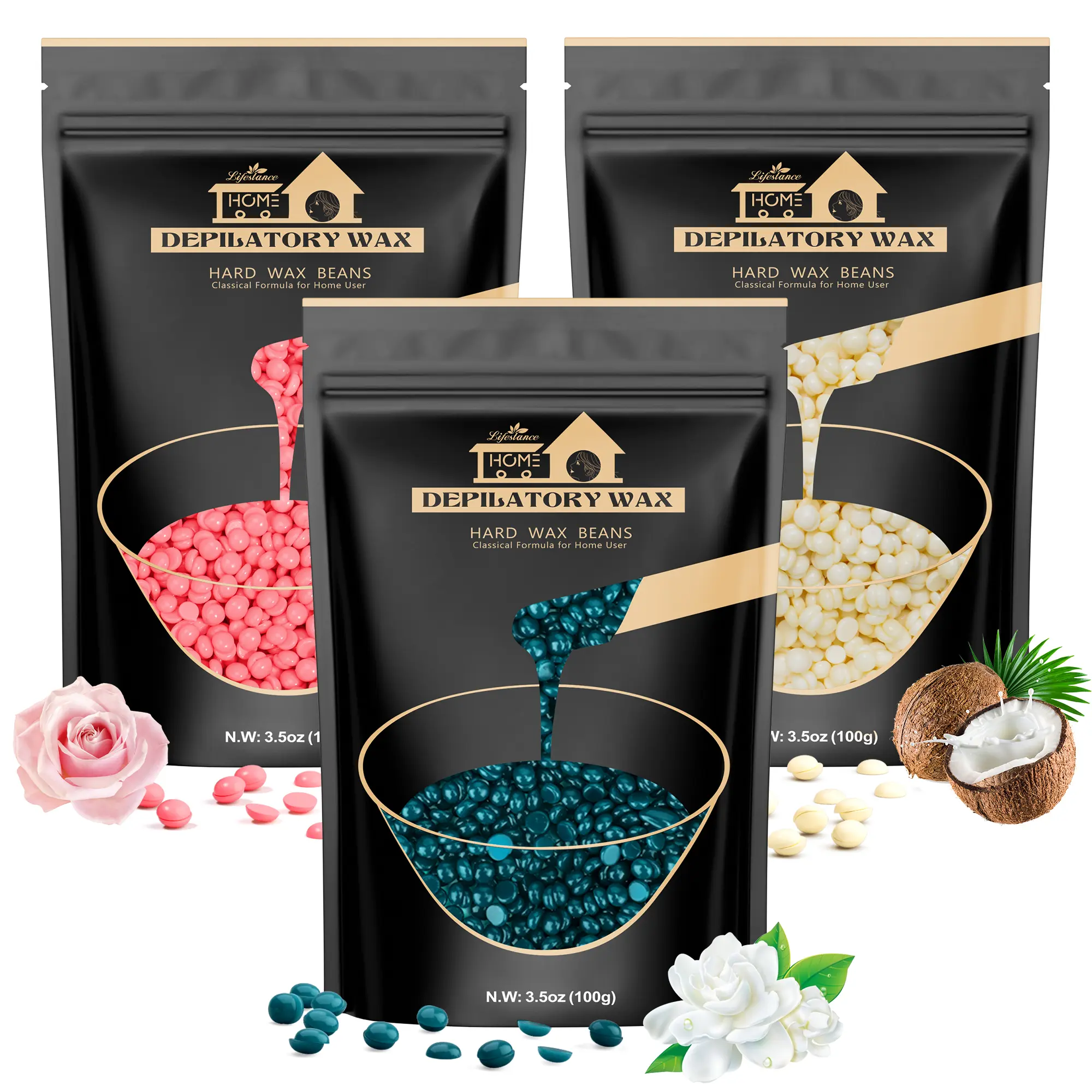 Lifestance Brazilian Bikini Hard Wax Beads 300g, Pearl Refill Wax Beads for Wax Warmers, Gentle Hair Removal for Face Body Legs, Self Waxing Body Care, Minimal Investment