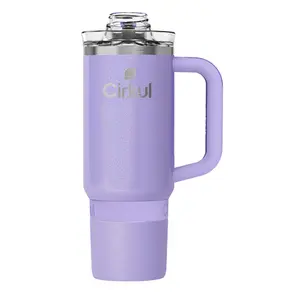 Cirkul 30oz Travel StrawSip Double-Wall Insulated Stainless Steel Tumbler with Handle, Orchid Shimmer (Light Purple Sparkle)