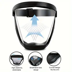 1pc Reusable Full Face Shield, Highly Effective Protective Cover, Fog-Resistant, Tear-Resistant, Non-Deformable, Easy to Clean, Fitted for Indoor & Outdoor Use