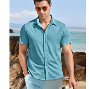Men's Shirts Casual Wrinkle Free Shirts Short Sleeve Button Down Summer Stretch Dress Shirt Gift Ideas
