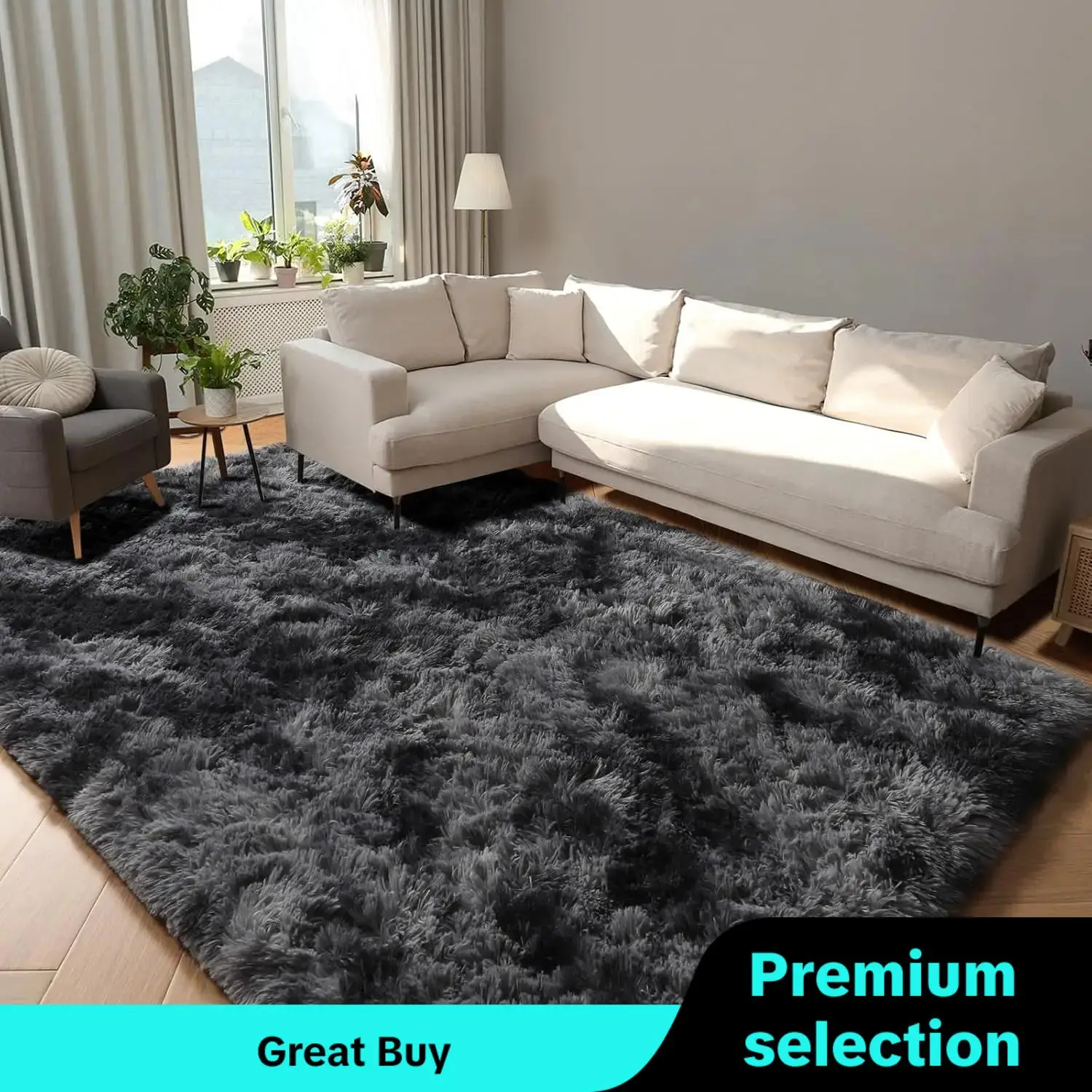 Gradient Color Fluffy Rug, 1 Count Soft Area Rug, Non-slip Floor Mat, Decorative Carpet for Home Living Room Bedroom, Room Decor, Premium Selection