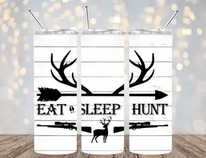20 OZ HUNTING INSULATED SKINNY TUMBLER W/ STRAW