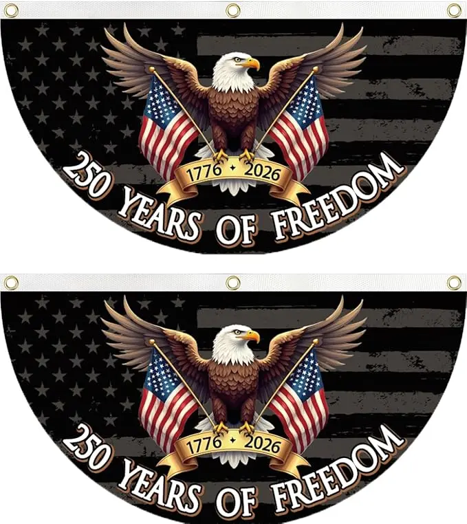 250 year anniversary of Freedom Bunting Flag, 250th Anniversary USA Patriotic Eagle Design Banner with Brass Grommets, 1776-2026 Commemorative Décor