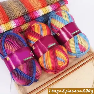 Colorful Gradient Long Segment Dyed Yarn, No Twist Small Wool Thread, Knitting Supplies, Ideal for Hand Knitting, Lightweight Knitting, Crochet, Shawls, Sweaters, Hats, Scarves, Gloves, Rugs