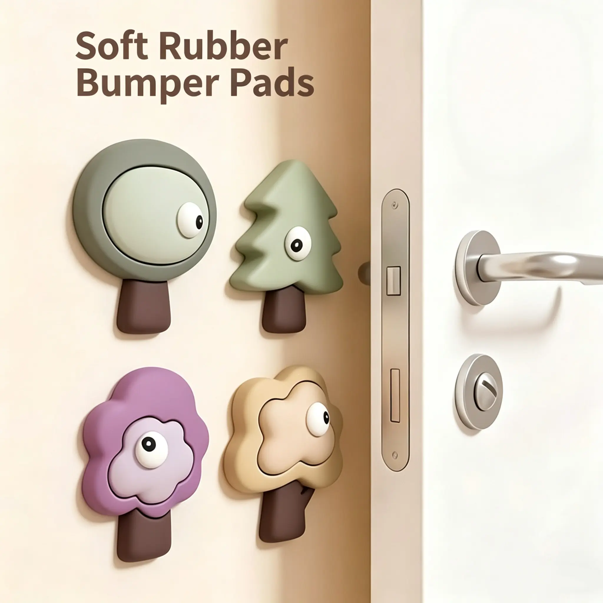 [Back to School]2/4 PCS Tree Bumper Protector PVC Soft Rubber Door Handle Bumper Pad Anti‑Collision Silent Wall Protector for Furniture, Shock‑Absorbing Anti‑Scratch Wall Guard Cushion,  Door Knob Stop Pad for Cabinet Drawer Home Interior-MM1