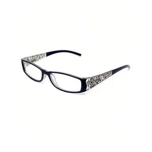 1pc Rectangular Rhinestone Flower Decorated Fashion Glasses, Suitable For Campus Outfits, Work And Everyday Wear