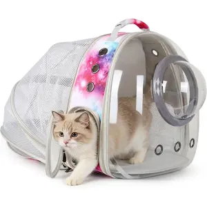 Carrier Backpack with  Expandable  Carrier Galaxy  -Space Capsule  Bubble Backpack for Kitten Bunny Small Puppy Vet and Outdoor Adventure (Galaxy , Bubble Window)