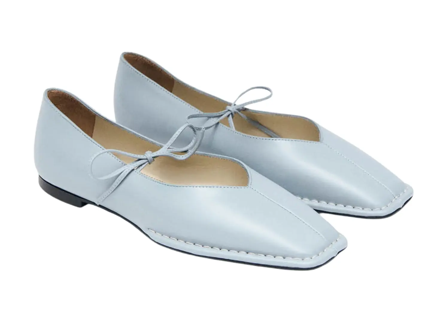 Alohas: Sway Blue Leather Ballet Flats
