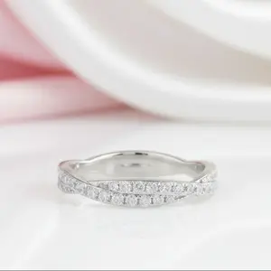 Twist 14K White Gold Diamond Option Stack Half Eternity Wedding Band