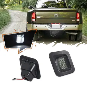 2PCS Xenon White / Ice Blue OEM-Fit License Plate Light Assemblies For Dodge RAM 1500 2500 3500 2003-2018 License Plate Lamp, Replace OEM Part # 55078095AE 55078094AE 55077291AD 55077292AD