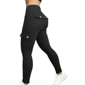 Pocket Design Butt Lifting Active Leggings, Butt Lifting Leggings with Flap Pockets, Yoga Pants Workout Cargo Pants high waist stretchy
