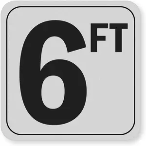 6FT Pool Depth Stickers, Anti-Slip Vinyl Markers - 6x6 Inches, , Safety Number Signage for Swimming Pool Decks (6ft)
