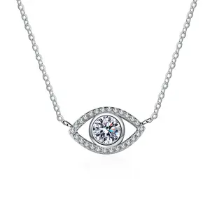 #35（Evil Eye）925 Sterling Silver Synthetic Moissanite Necklace