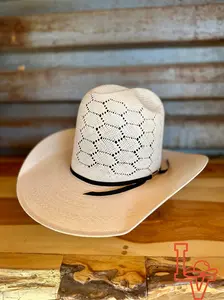 Los Vaqueros Straw Hat Tall Crown Honeycomb White