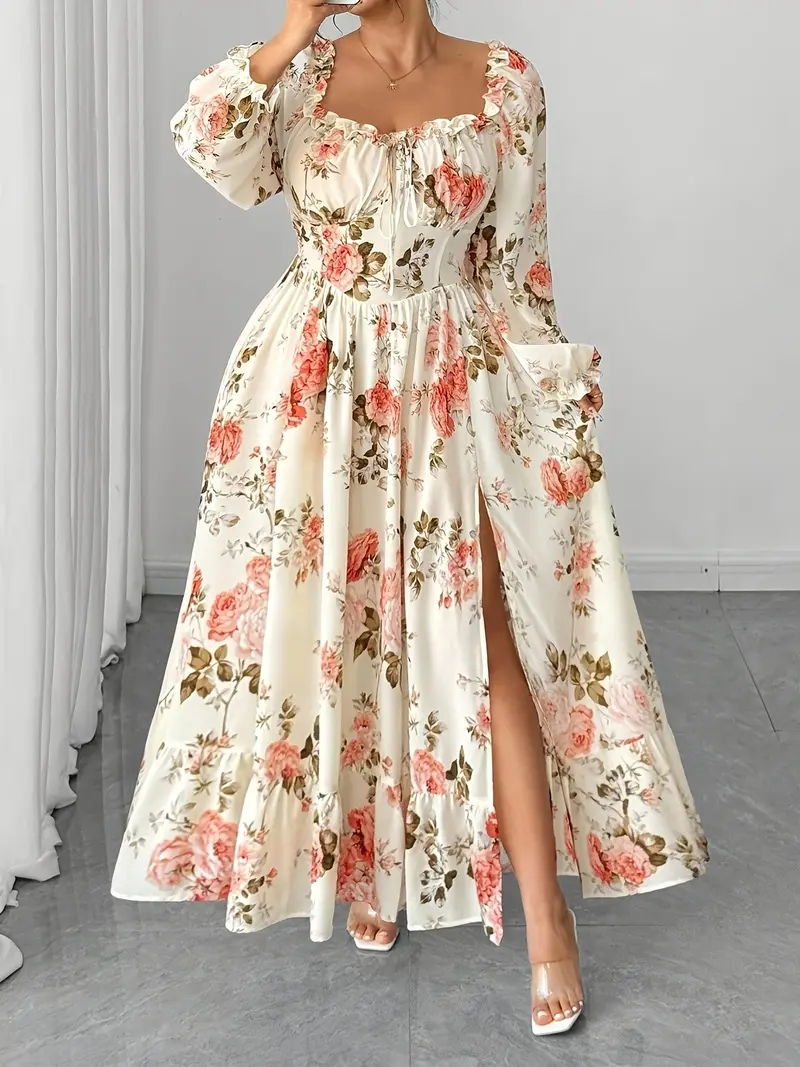 red long sleeve lace maxi dress Long Sleeve Lace Maxi Dress main image 1