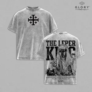 Retro Baldwin IV “The Leper King” Vintage Washed Tee, Crusader King and His Holy Army Graphic, T-Shirt / Hoodie / Sweatshirt, Jerusalem Cross Medieval Christian Streetwear, Medieval Cross Armor Glory of God Outfit