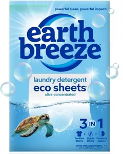 Earth Breeze Eco Laundry Detergent Sheets - 30 Count, Ultra Concentrated, Hypoallergenic, Travel Friendly, Fresh Scent, 60 Loads, Gentle on Skin