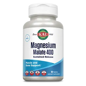 Kal Magnesium Malate 400 Tablets - Energy Support Dietary Supplement with 90 Tablets per Bottle - Healthcare Springtok Muscle Vitamin Bathroom Mineral