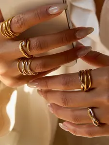 Ladies Ring Double Layered Wrapped Ouroboros Ring Stainless Steel 18k Gold Plated Waterproof And Anti Allergy Designer s Fashionable Jewelry